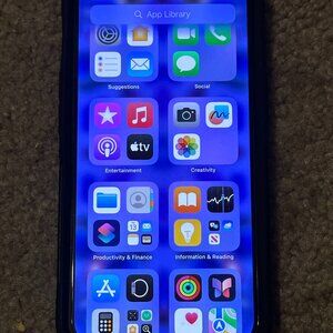 Black Apple iPhone 14 128GB Factory Unlocked iCloud Off with an Otter Box Case